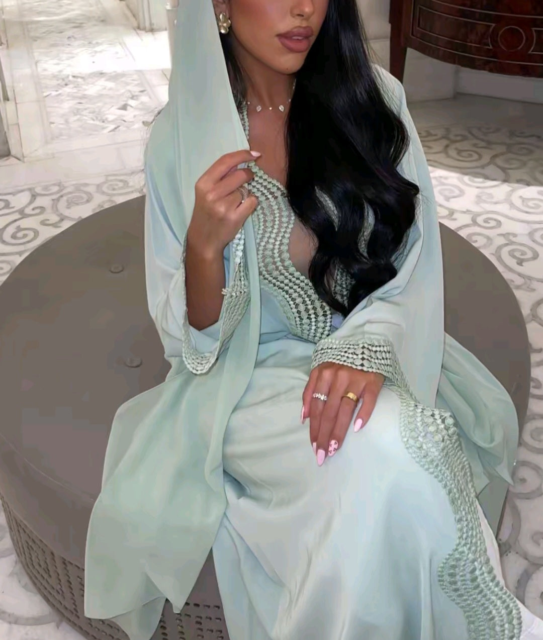 Abaya Camélia Vert d'eau